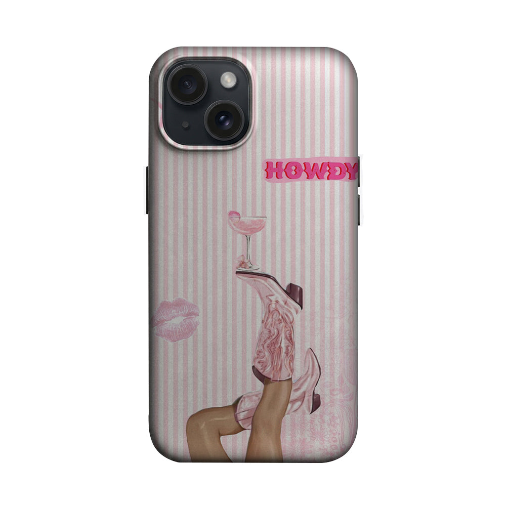 Howdy Yazılı Pembe Çizgili Kadın Telefon Kılıfı K941