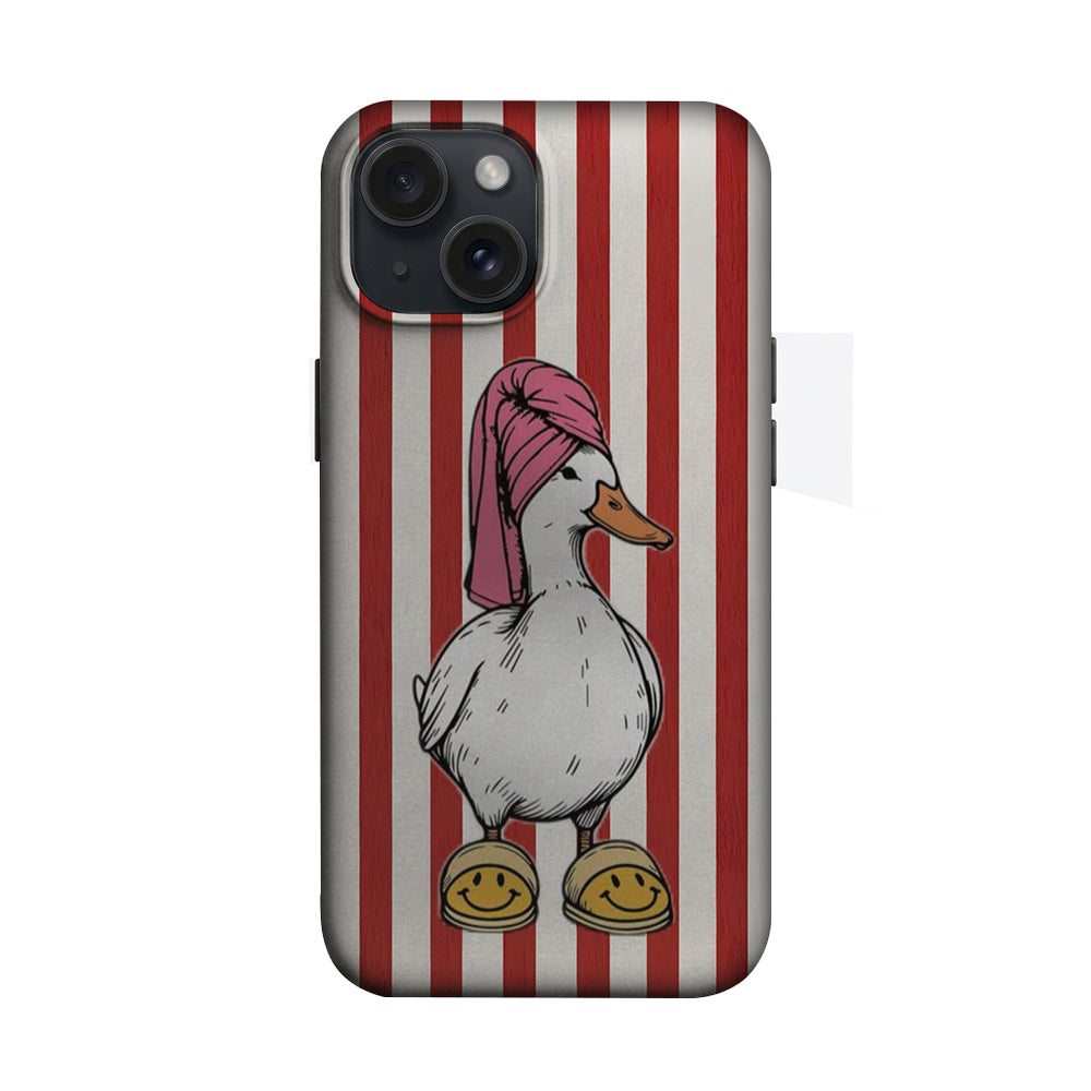 Pembe Havlulu Ördek ve Kırmızı Çizgiler Telefon Kılıfı K081