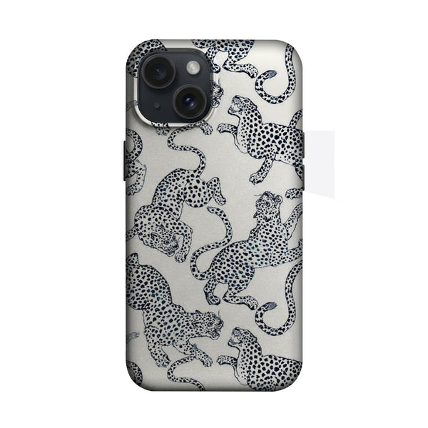 Beyaz Zeminli Siyah Leopar Deseni Telefon Kılıfı K091