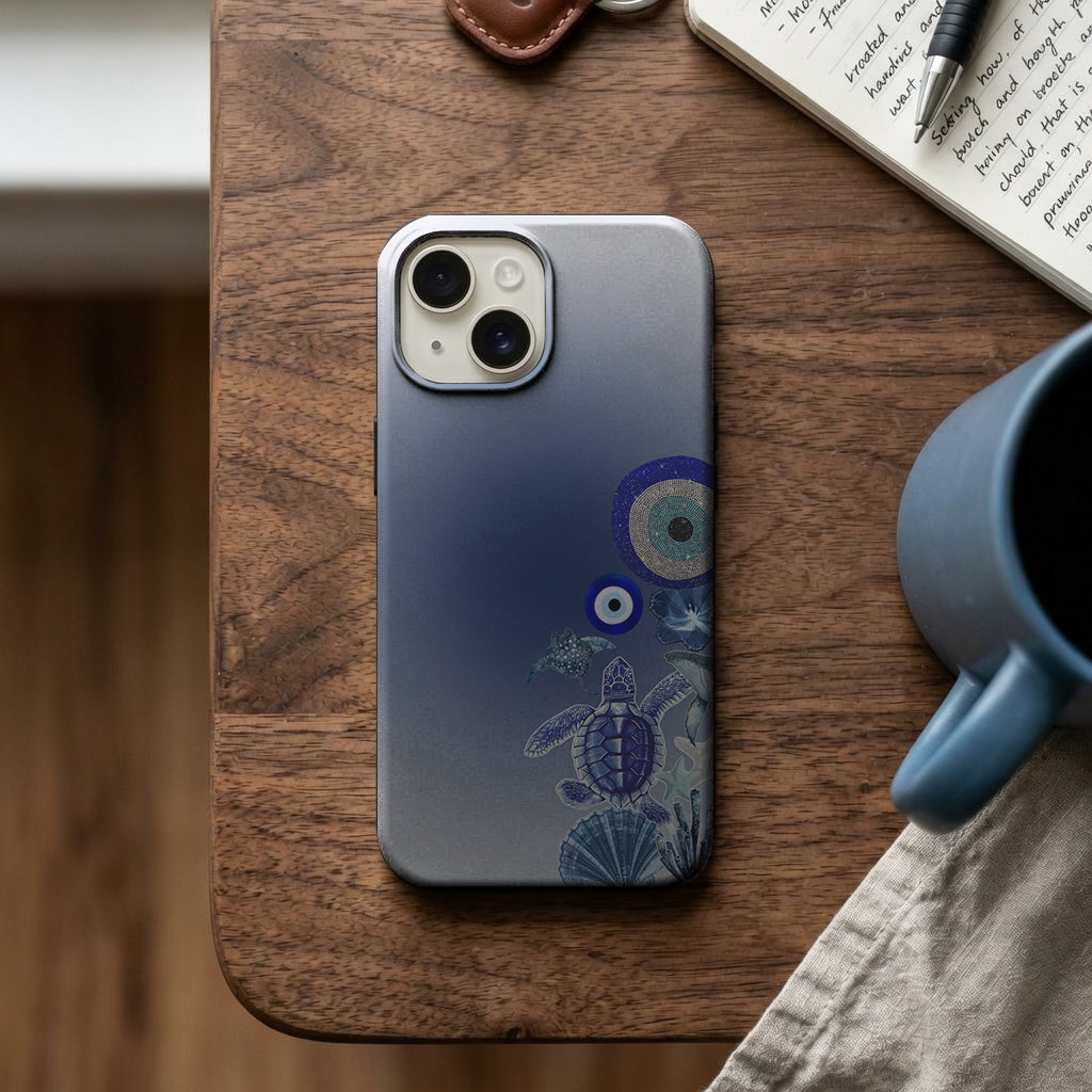 Nazar Boncuklu Kaplumbağa Desenli Telefon Kılıfı K1019 mockup 2