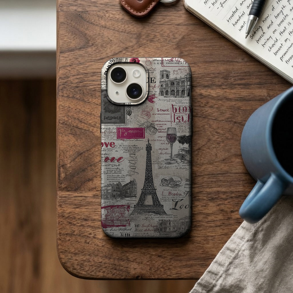 Paris Eyfel Kulesi Kolaj Desenli Telefon Kılıfı K1022 mockup 2
