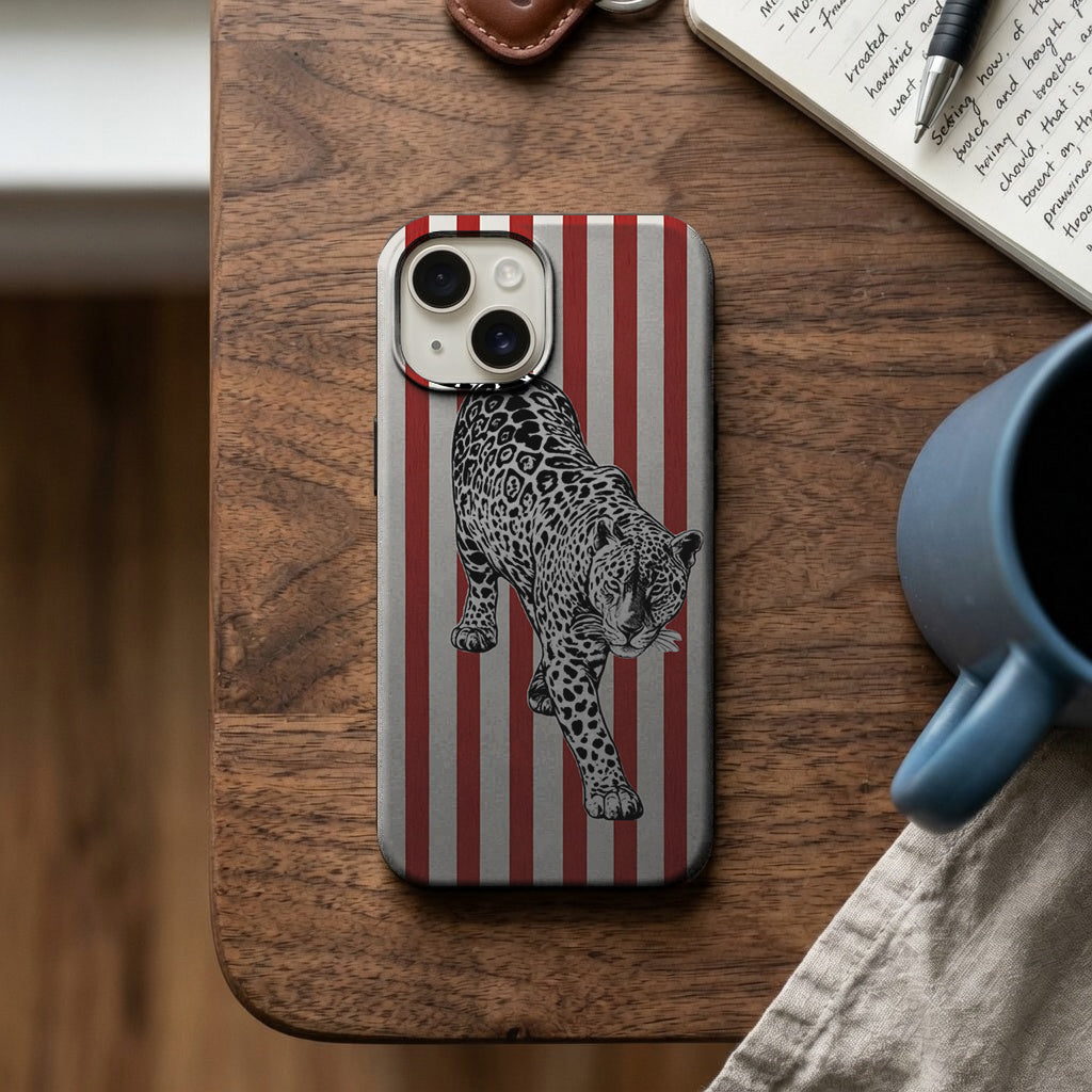 Kırmızı Çizgili Leopar Desenli Telefon Kılıfı K1024 mockup 2