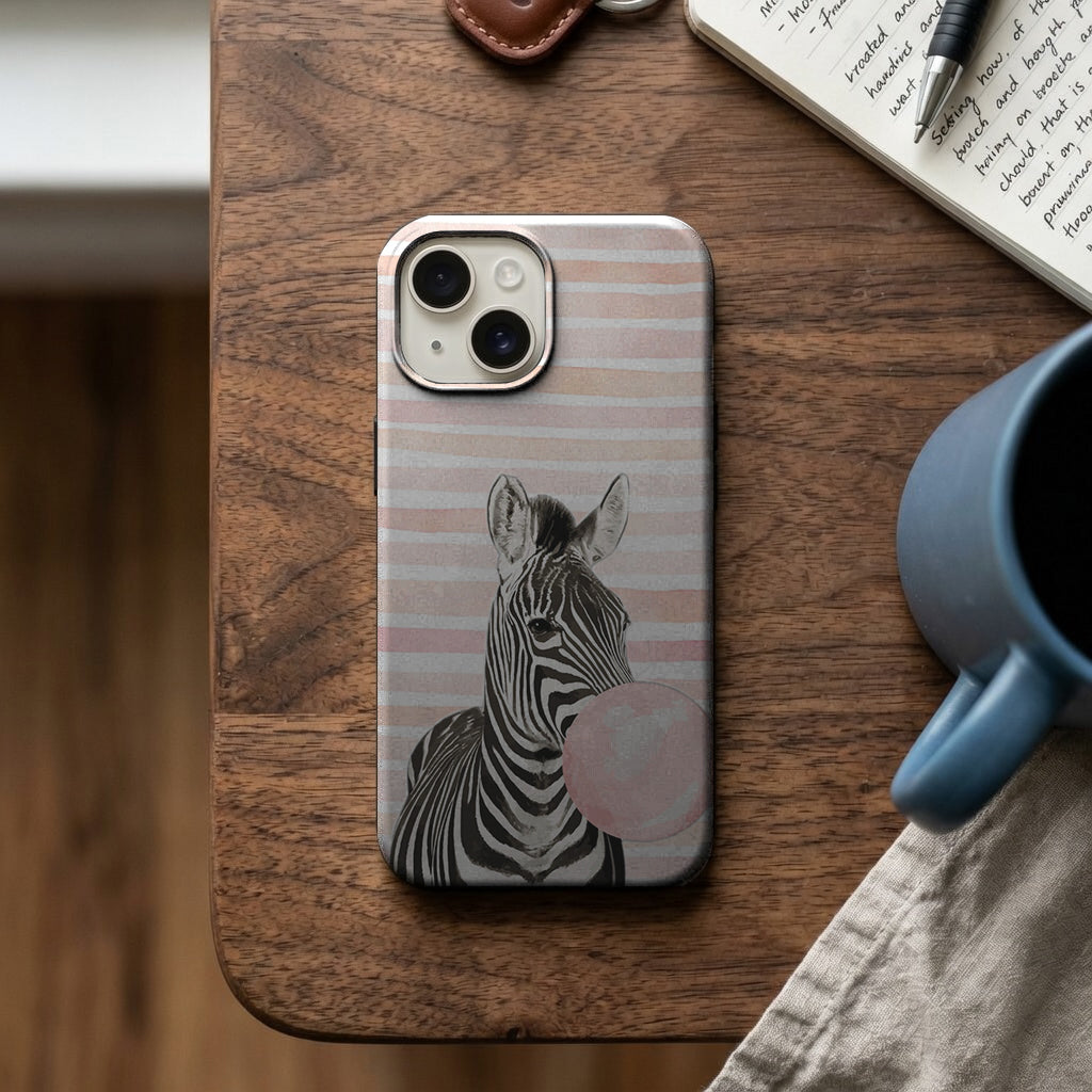 Pembe Çizgili Balonlu Zebra Telefon Kılıfı K1043 mockup 2