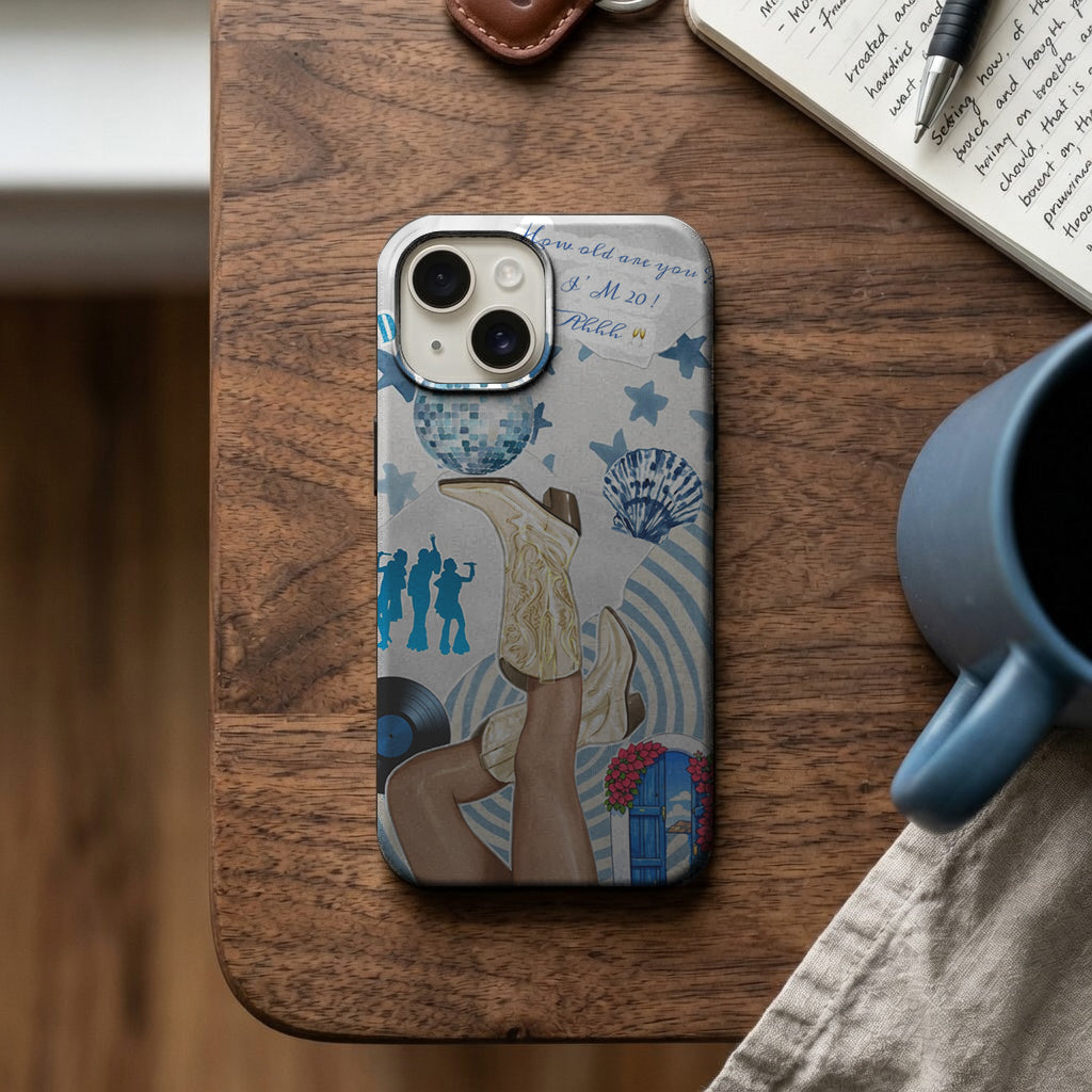Mavi Deniz Temalı Kadın Kolajı Telefon Kılıfı K1053 mockup 2