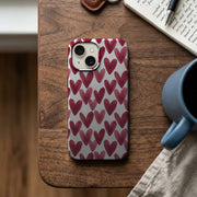 Bordo Kalp Desenli Telefon Kılıfı K1061 mockup 2