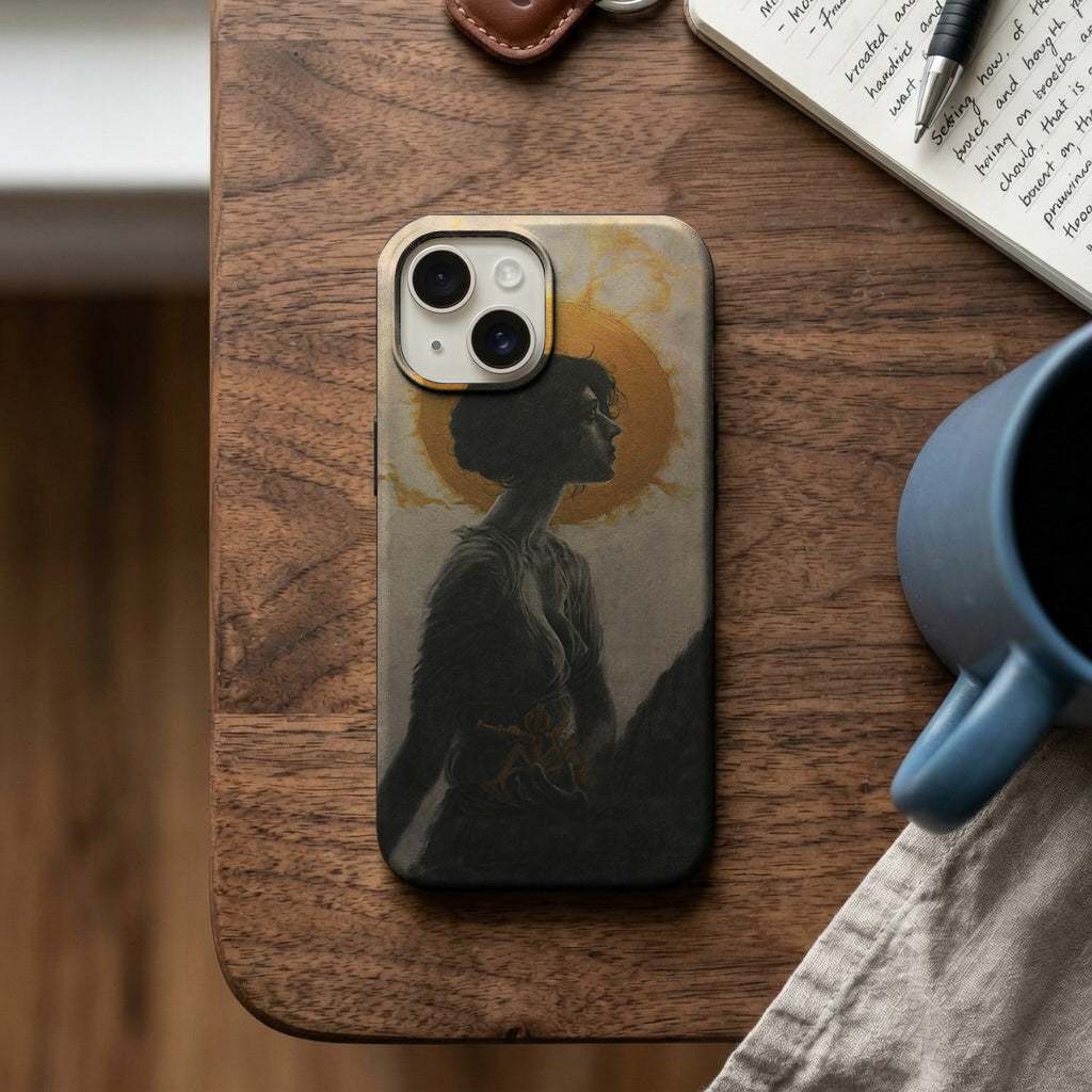 Siyah Silüet Portre Desenli Telefon Kılıfı K1068 mockup 2