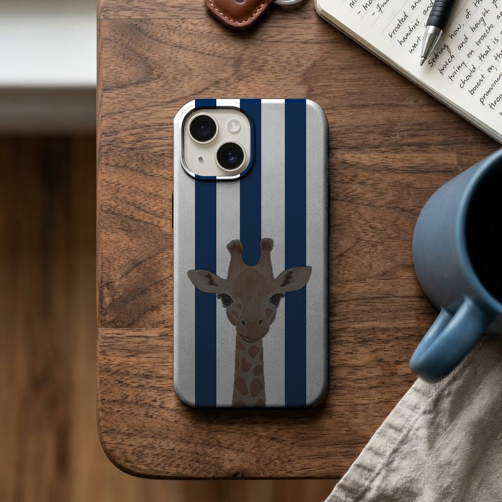 Lacivert Çizgili Zürafa Telefon Kılıfı K1071 mockup 2
