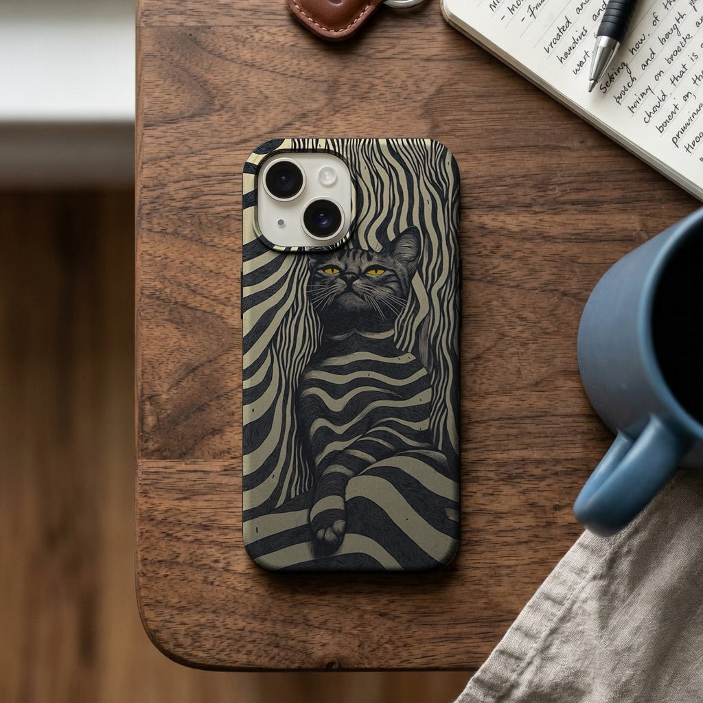 Zebra Desenli Siyah Kedi Telefon Kılıfı K1072 mockup 2