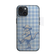 Mavi Ekose Kovboy Kedi Desenli Telefon Kılıfı K109