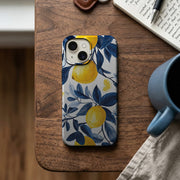 Sarı Limon Mavi Yaprak Deseni Telefon Kılıfı K140