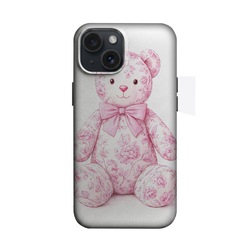 Pembe Çiçekli Ayıcık Tasarımı Telefon Kılıfı K180