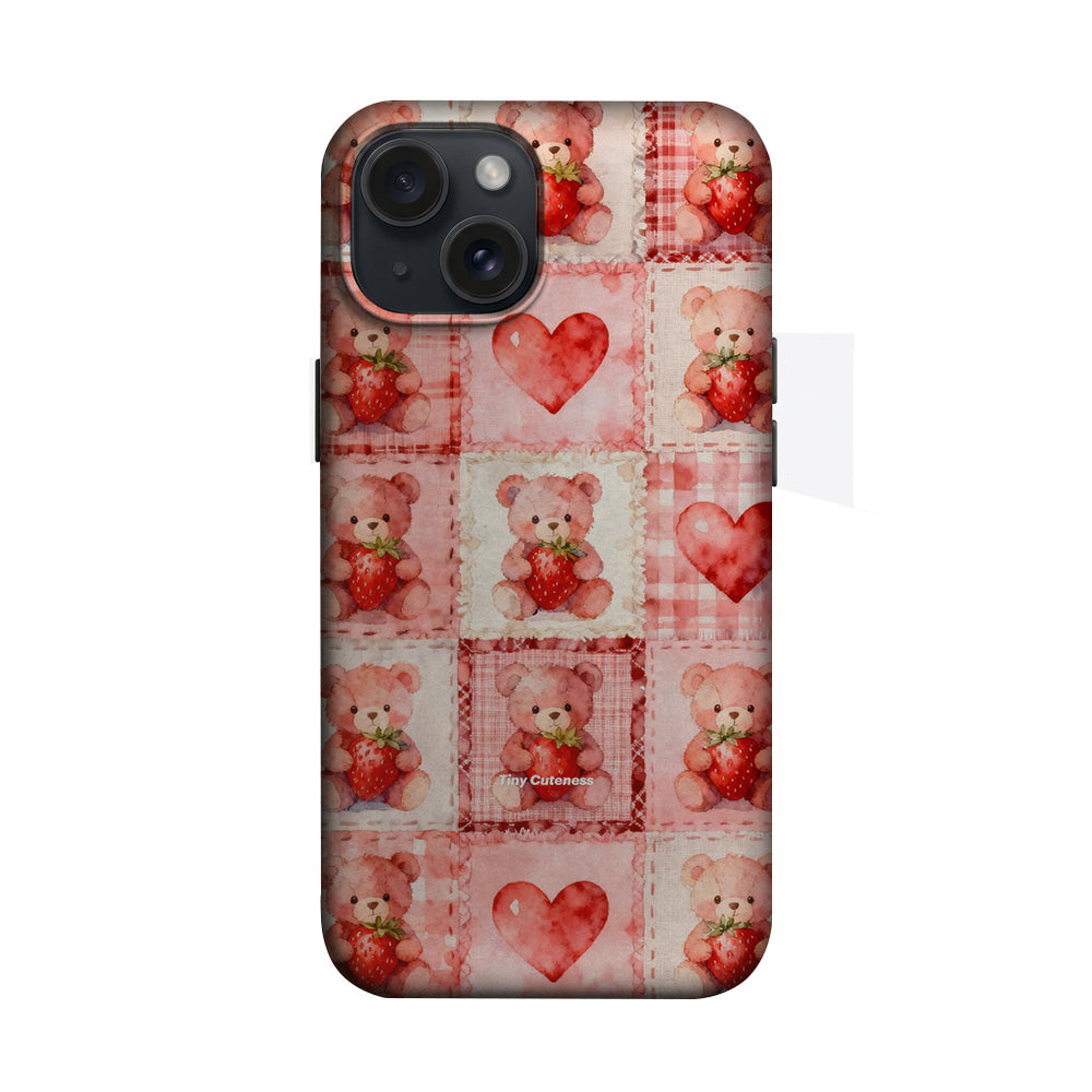 Pembe Ayıcık ve Çilek Desenli Telefon Kılıfı K228