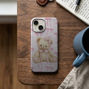 Pembe Fiyonklu Ayıcık Desenli Telefon Kılıfı K251