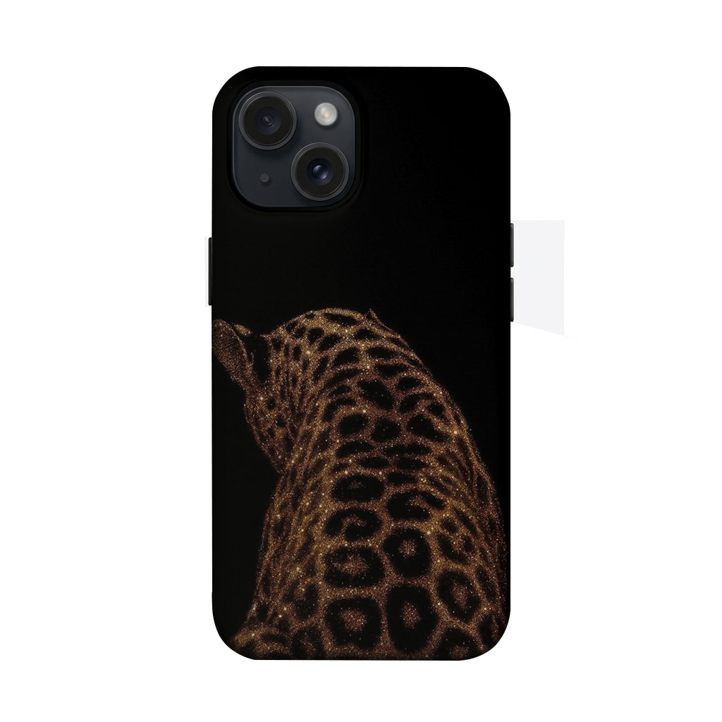 Siyah Zemin Parlak Leopar Deseni Telefon Kılıfı K284