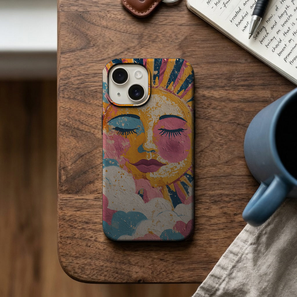Renkli Güneş Yüz Desenli Telefon Kılıfı K291