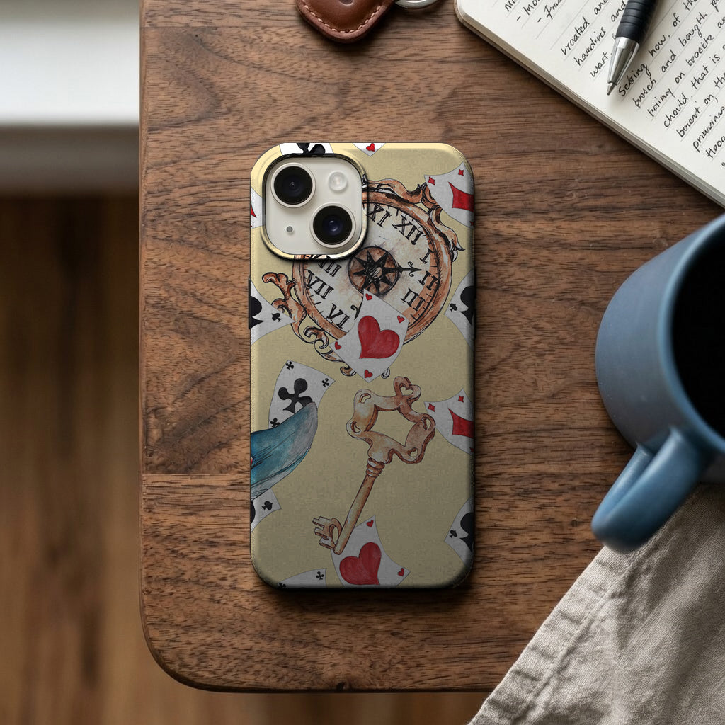Vintage Kart ve Anahtar Desenli Telefon Kılıfı K703 mockup 2