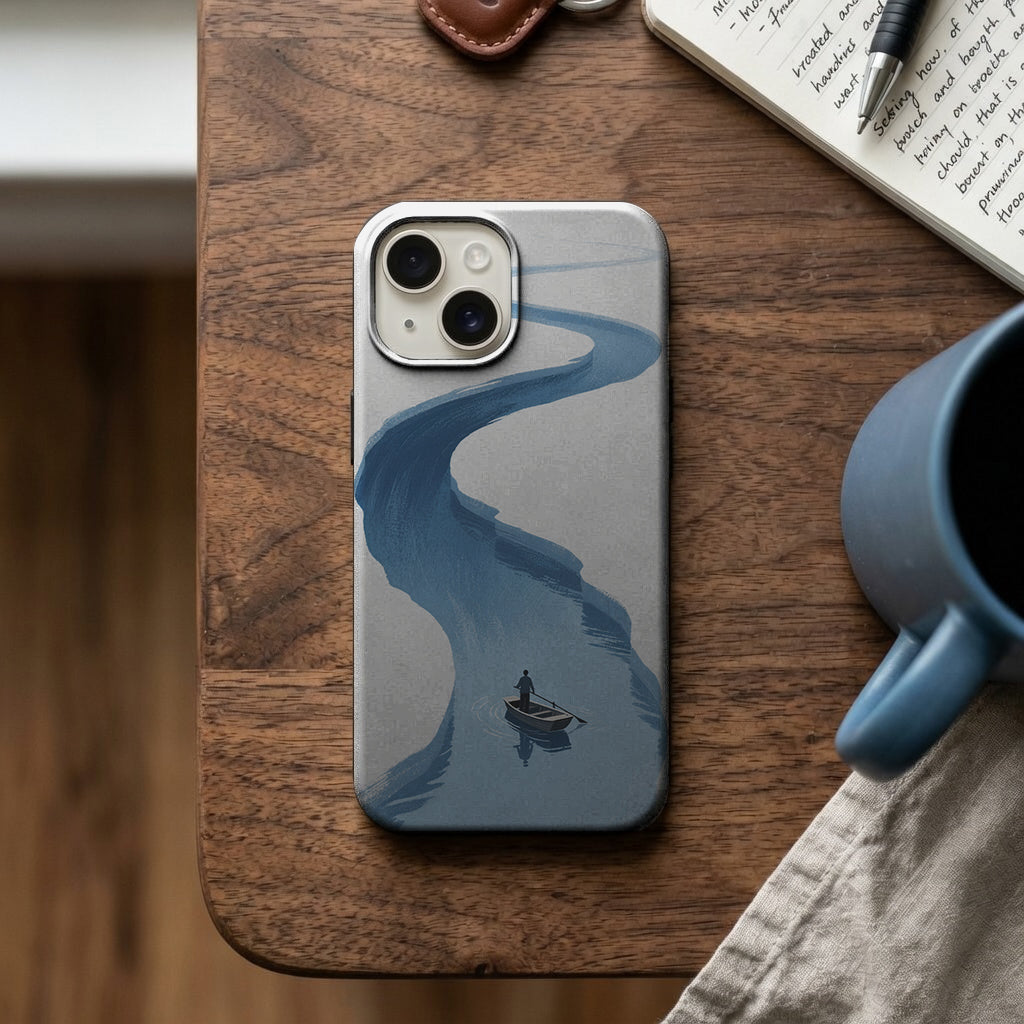 Mavi Nehir ve Sandal Manzaralı Telefon Kılıfı K711 mockup 2