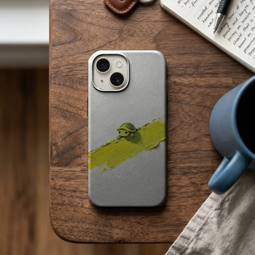 Sarı Fırça İzli Sevimli Kaplumbağa Telefon Kılıfı K725 mockup 2