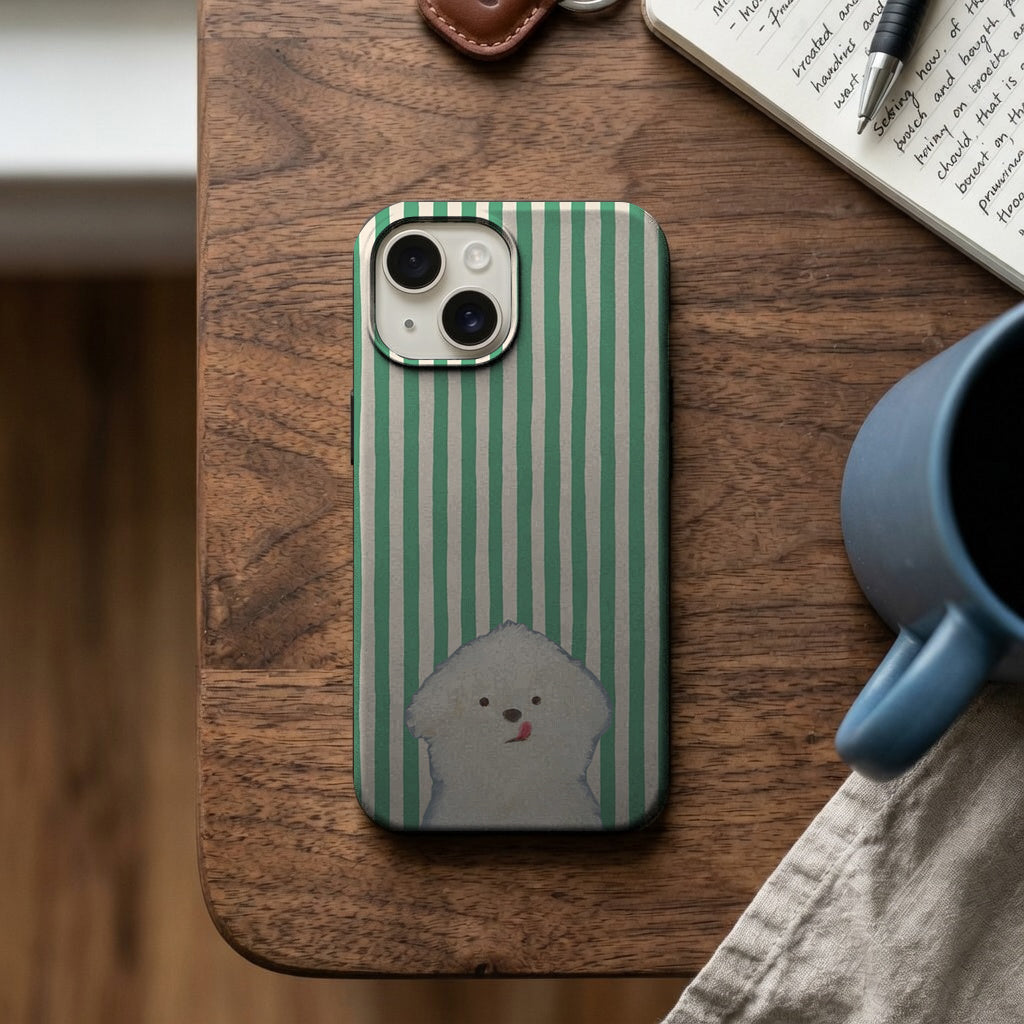 Yeşil Çizgili Sevimli Bulut Figürü Telefon Kılıfı K739 mockup 2