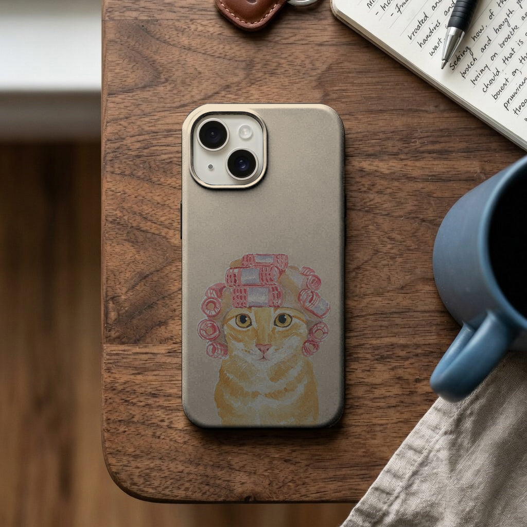 Pembe Bigudili Kedi Telefon Kılıfı K747 mockup 2