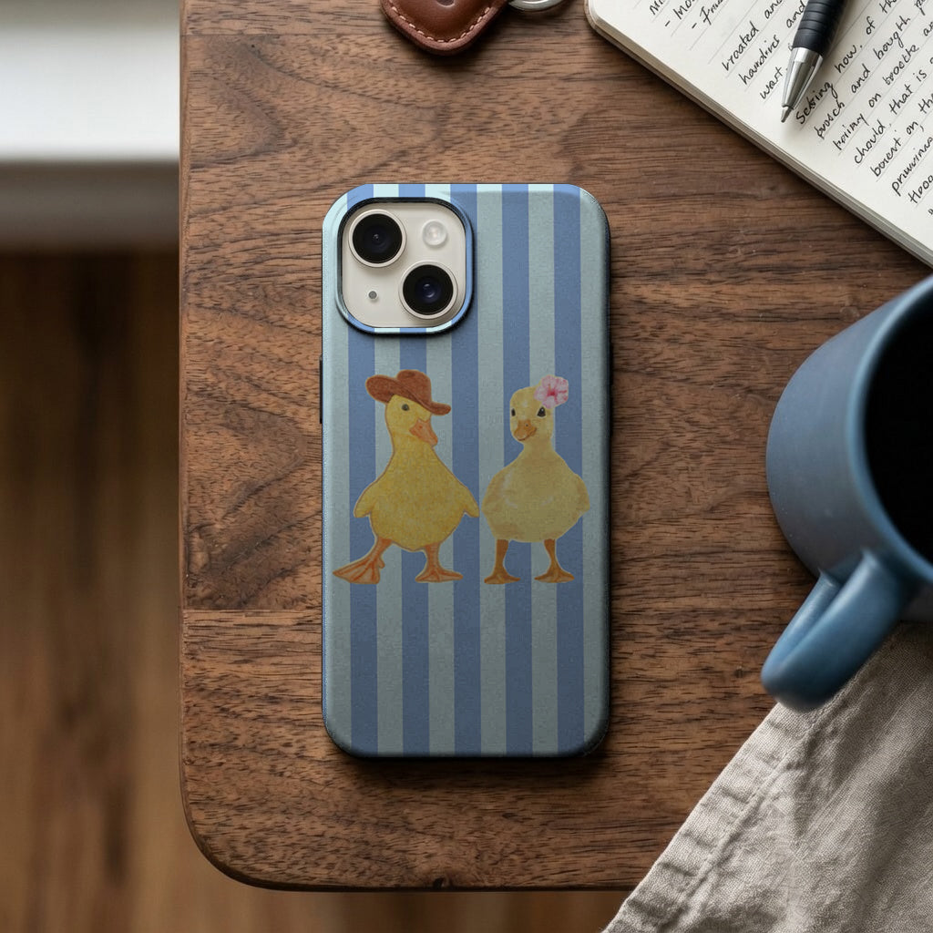 Mavi Çizgili Çift Ördek Telefon Kılıfı K750 mockup 2