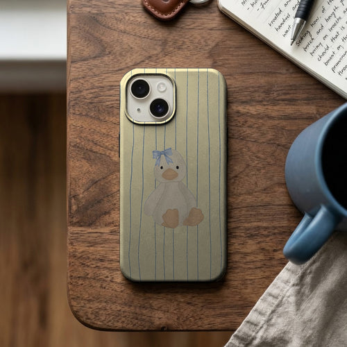 Çizgili Zeminde Peluş At Telefon Kılıfı K755 mockup 2