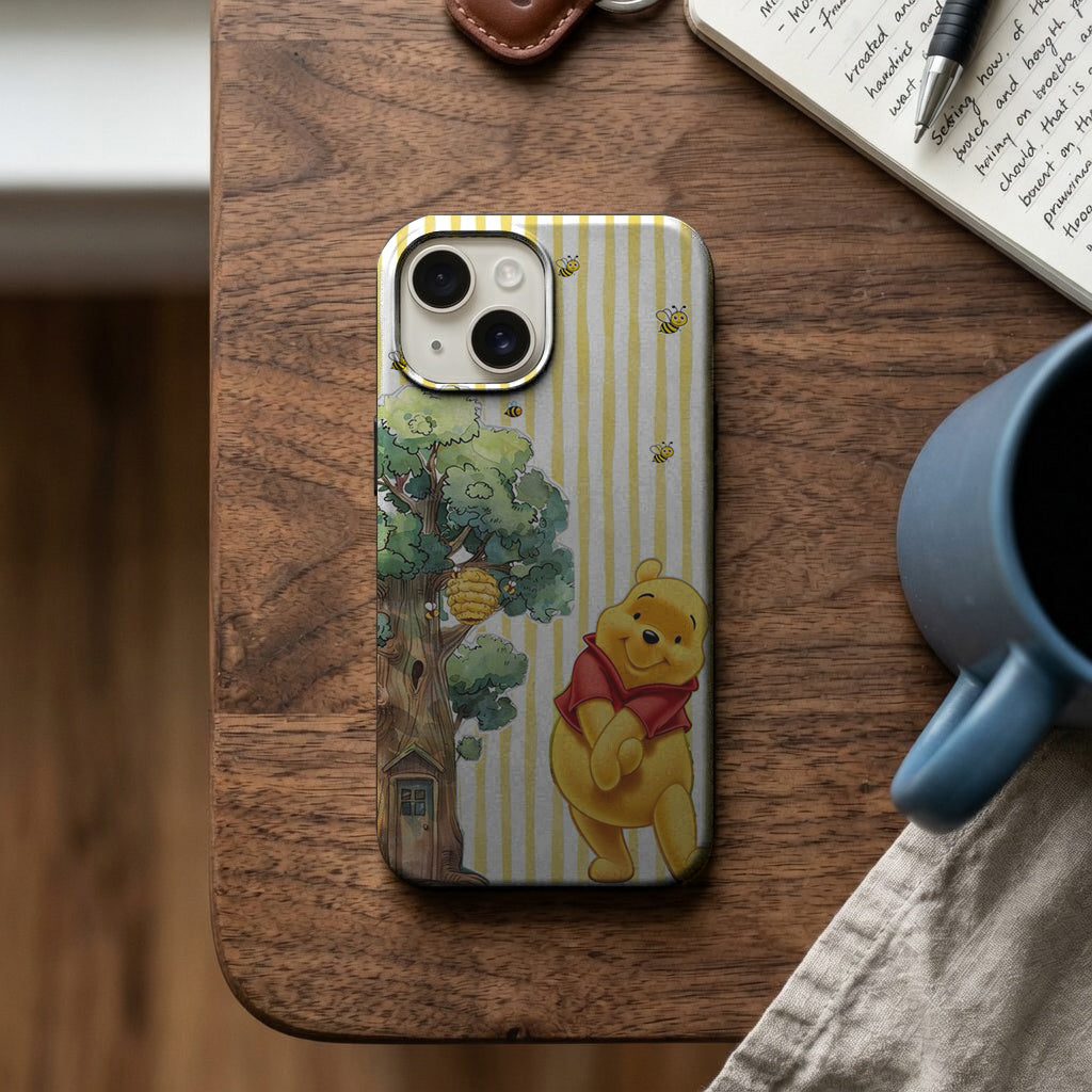 Sarı Çizgili Sevimli Ayıcık Telefon Kılıfı K765 mockup 2