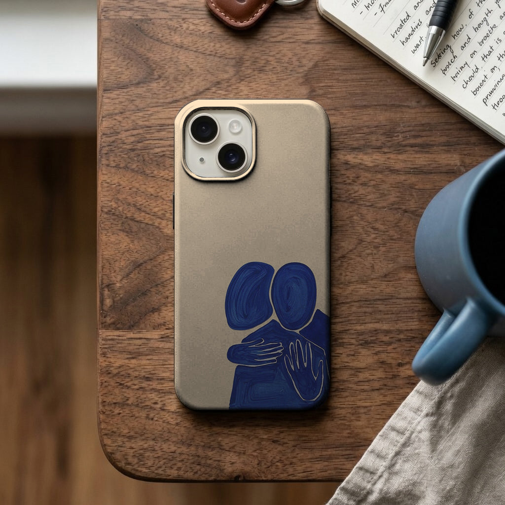 Lacivert Soyut Sarılan Figürler Telefon Kılıfı K790 mockup 2