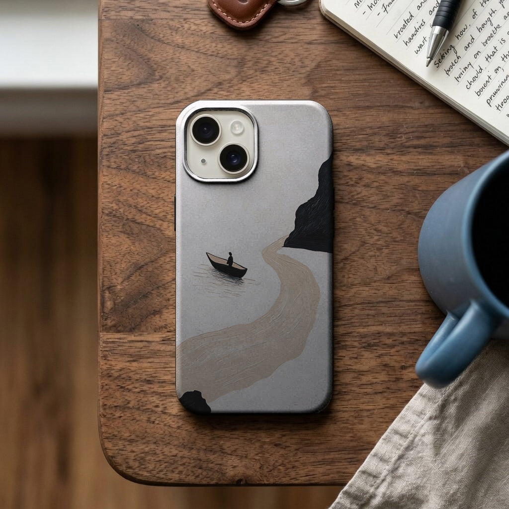 Minimal Sahil ve Sandal Manzarası Telefon Kılıfı K791 mockup 2