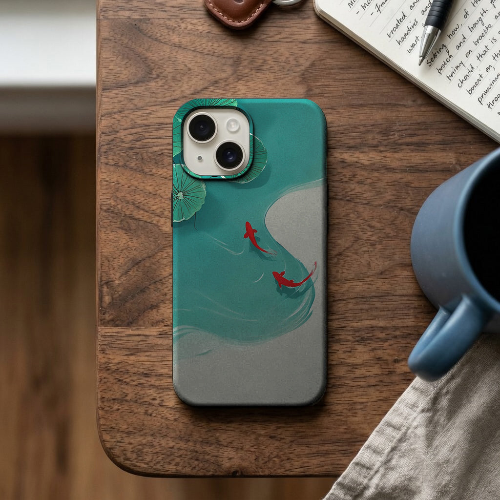 Turkuaz Gölette Koi Balıkları Telefon Kılıfı K793 mockup 2