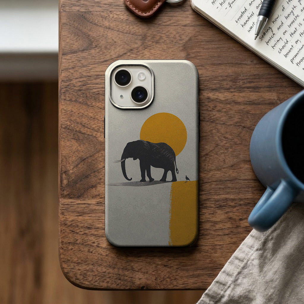 Gün Batımında Fil Silüeti Telefon Kılıfı K796 mockup 2