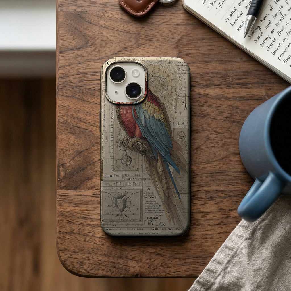 Vintage Papağan Desenli Telefon Kılıfı K818 mockup 2