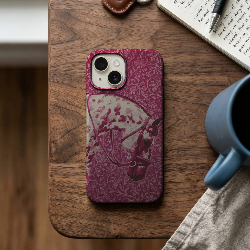 Bordo At Desenli Telefon Kılıfı K820 mockup 2