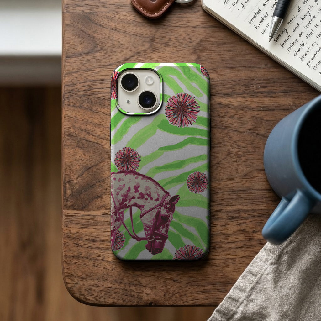 Yeşil Zebra Desenli At ve Çiçek Telefon Kılıfı K821 mockup 2