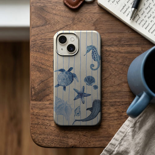 Deniz Canlıları ve Çizgili Desenli Telefon Kılıfı K823 mockup 2