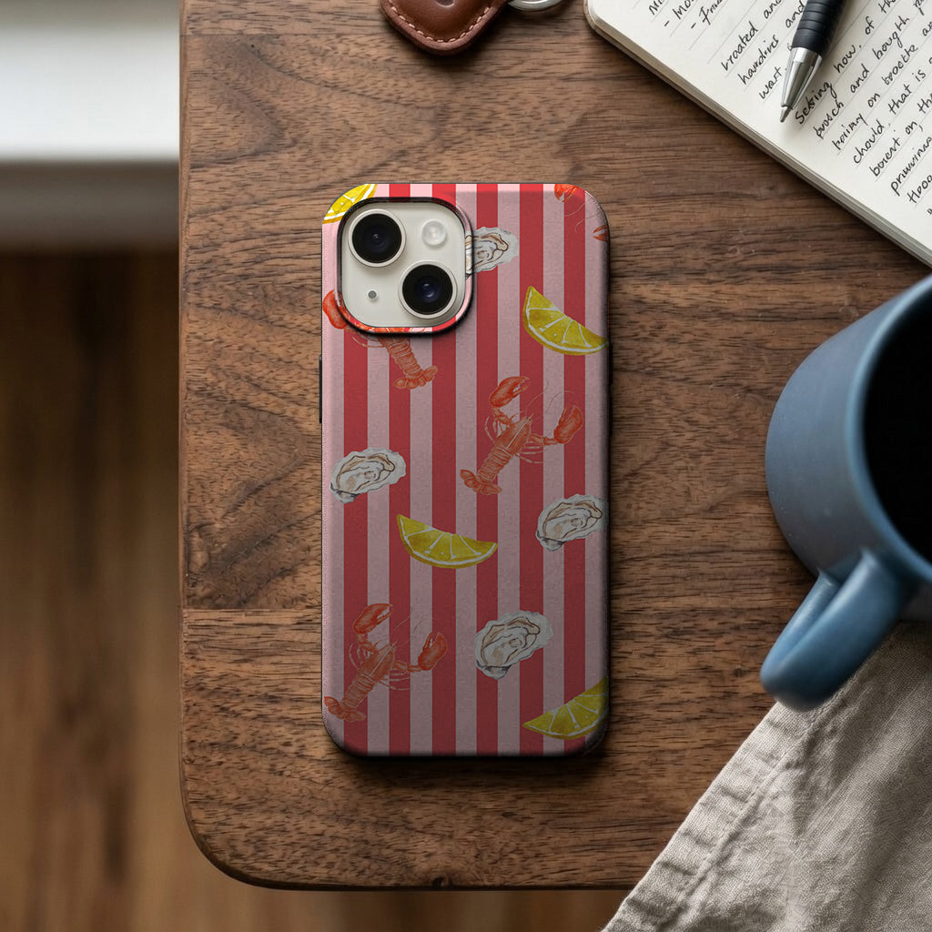 Kırmızı Çizgili Karides ve Limon Telefon Kılıfı K829 mockup 2
