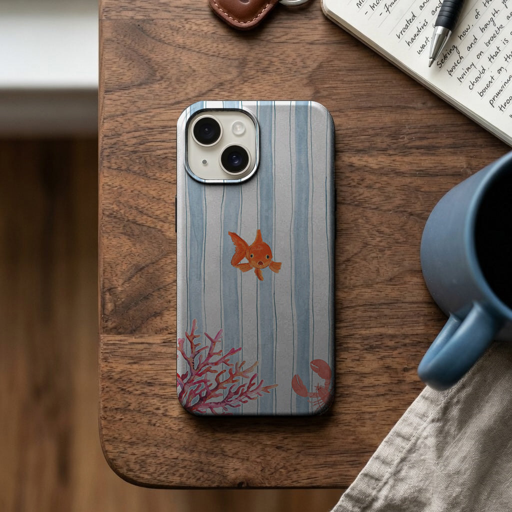 Mavi Çizgili Japon Balığı Telefon Kılıfı K833 mockup 2