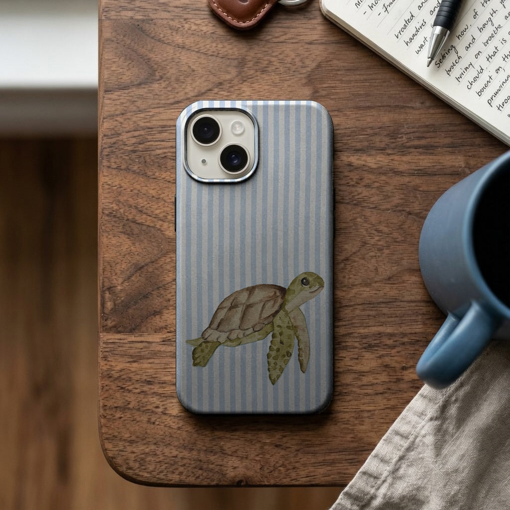 Mavi Çizgili Deniz Kaplumbağası Telefon Kılıfı K839 mockup 2