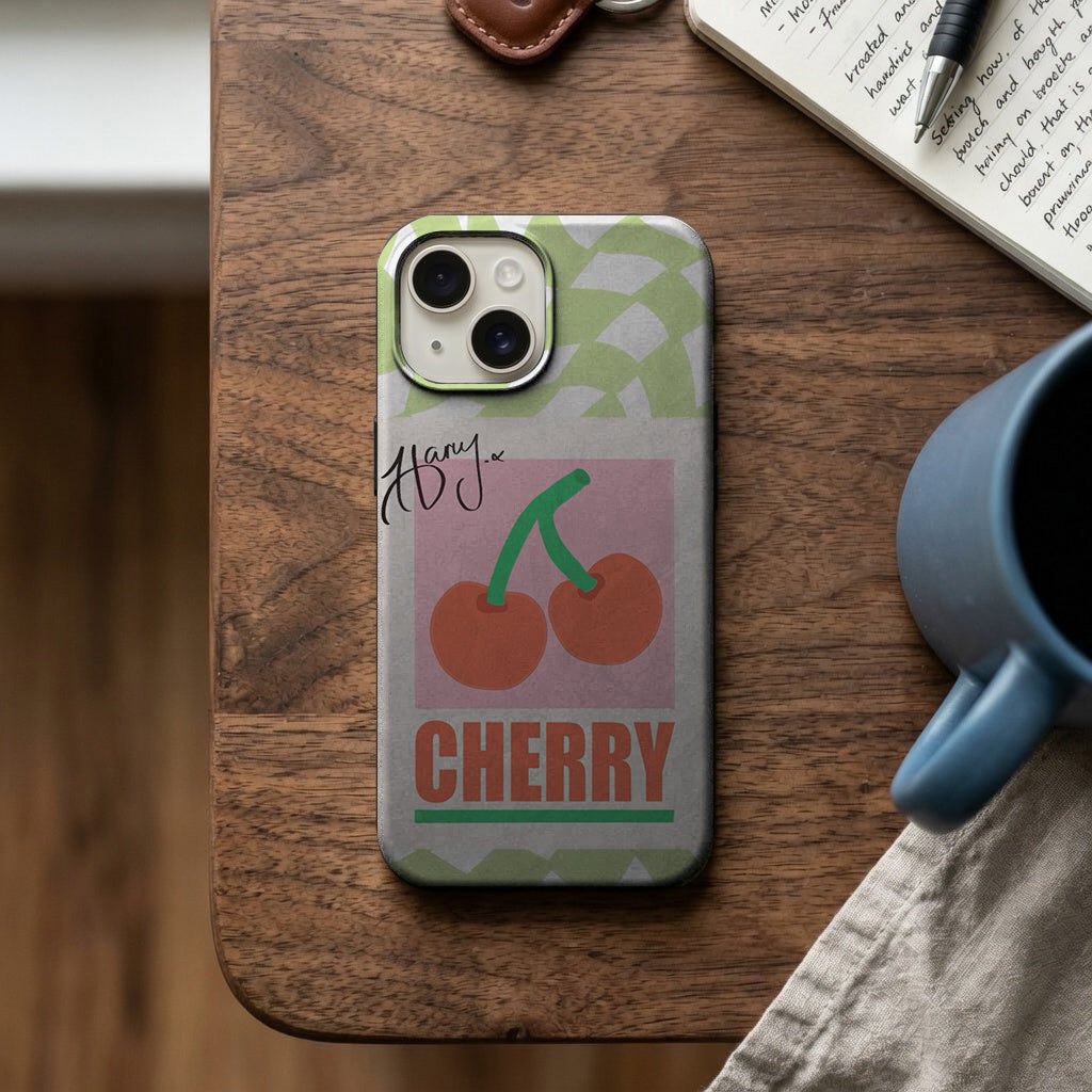 Cherry Yazılı Retro Kiraz Telefon Kılıfı K845 mockup 2