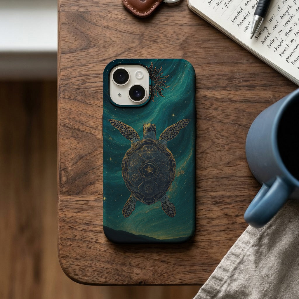 Turkuaz Kozmik Kaplumbağa Telefon Kılıfı K848 mockup 2
