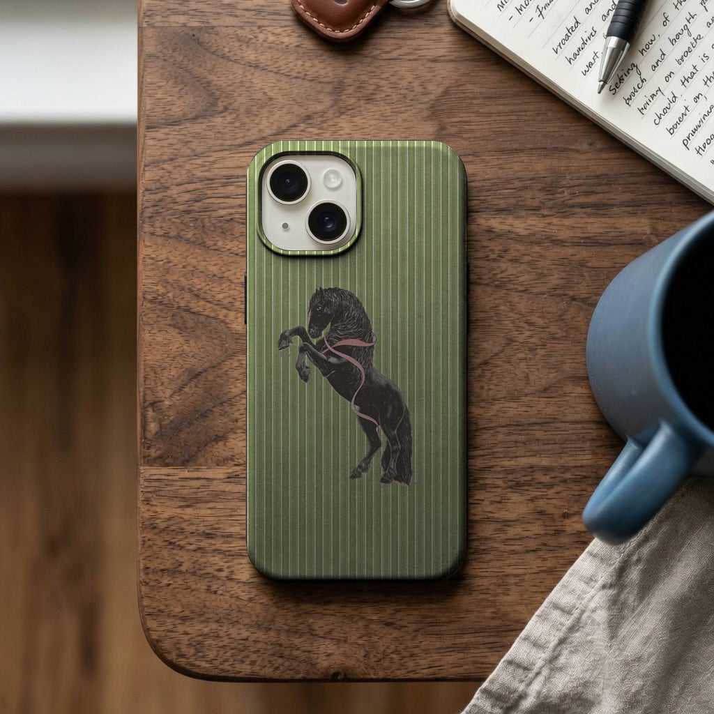 Yeşil Çizgili Siyah Köpek Telefon Kılıfı K861 mockup 2