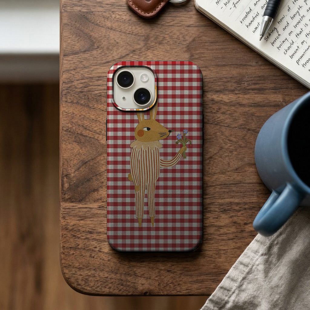 Kırmızı Ekose Kokteylli Zürafa Telefon Kılıfı K871 mockup 2