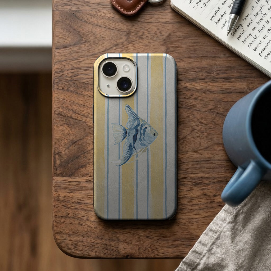 Mavi Çizgili Melek Balığı Telefon Kılıfı K875 mockup 2