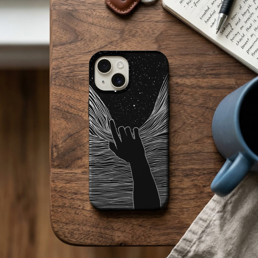 Kanatlı El İşareti Desenli Telefon Kılıfı K886 mockup 2