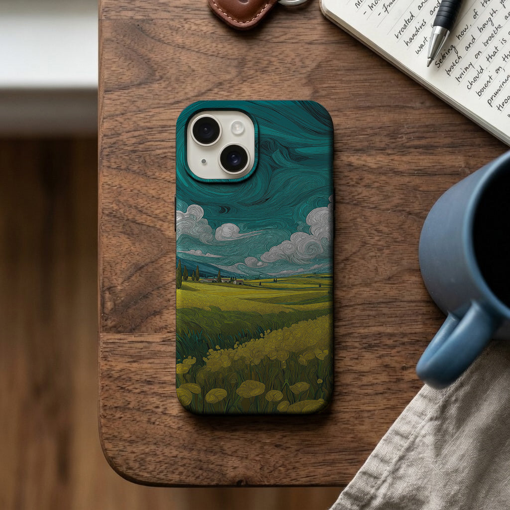 Sarı Tarla ve Bulutlu Gökyüzü Telefon Kılıfı K892 mockup 2