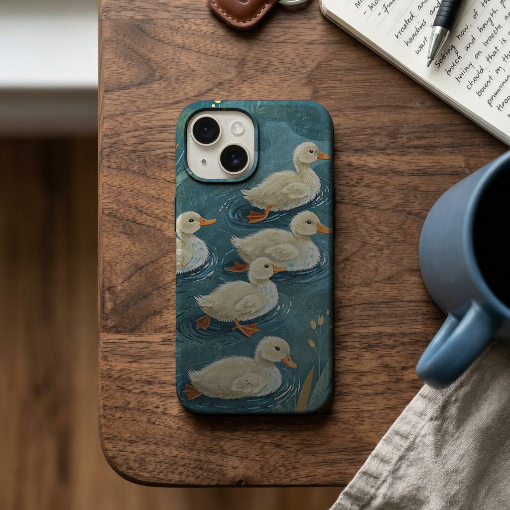 Mavi Suda Yüzen Ördekler Telefon Kılıfı K899 mockup 2