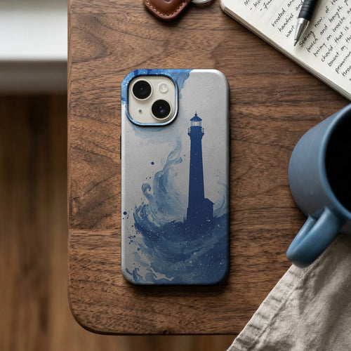 Deniz Feneri ve Dalga Desenli Telefon Kılıfı K931 mockup 2