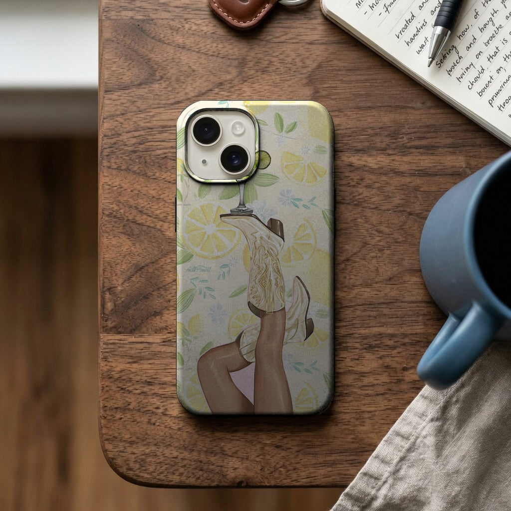 Limonlu Şapkalı Kadın Figürü Telefon Kılıfı K933 mockup 2