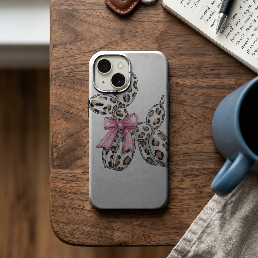 Leopar Desenli Fiyonk Balon Köpek Telefon Kılıfı K953 mockup 2