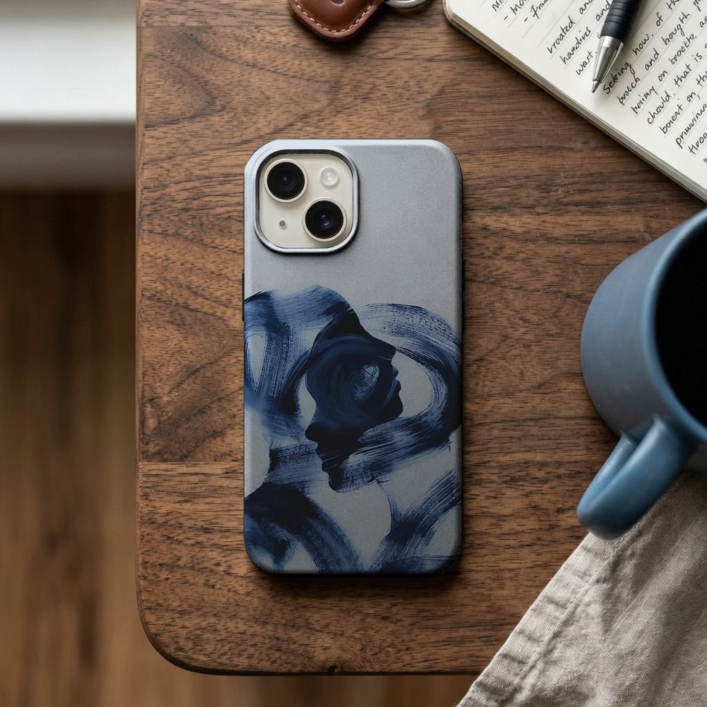 Lacivert Soyut Fırça Darbesi Telefon Kılıfı K954 mockup 2